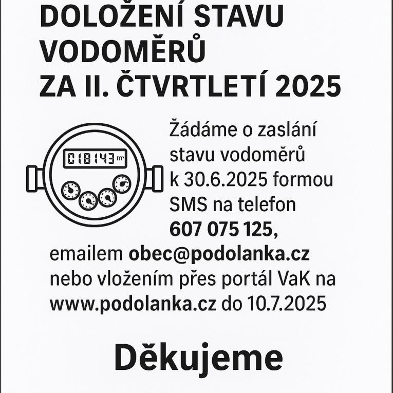 Doložení stavu vodoměrů